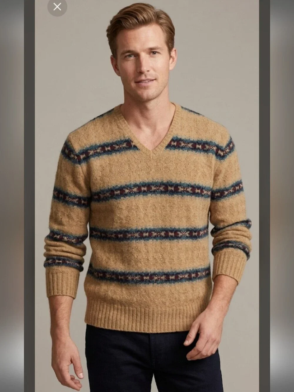 Polo by Ralph Lauren Vintage Hand Knit Camelhair/Wool Tan Sweater Men's Sz Large
